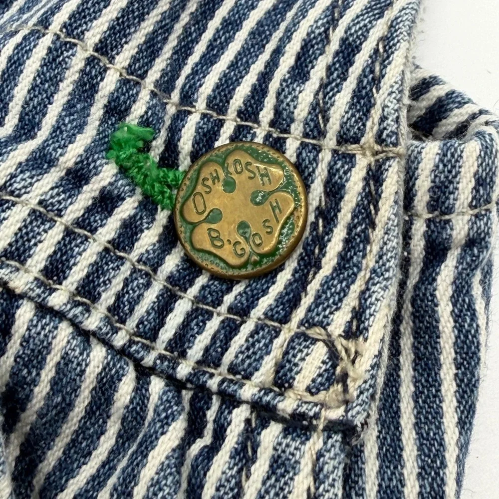 OshKosh Bgosh Kids 24 Months Hickory‎ Stripe Jersey Lined Denim Overalls Blue